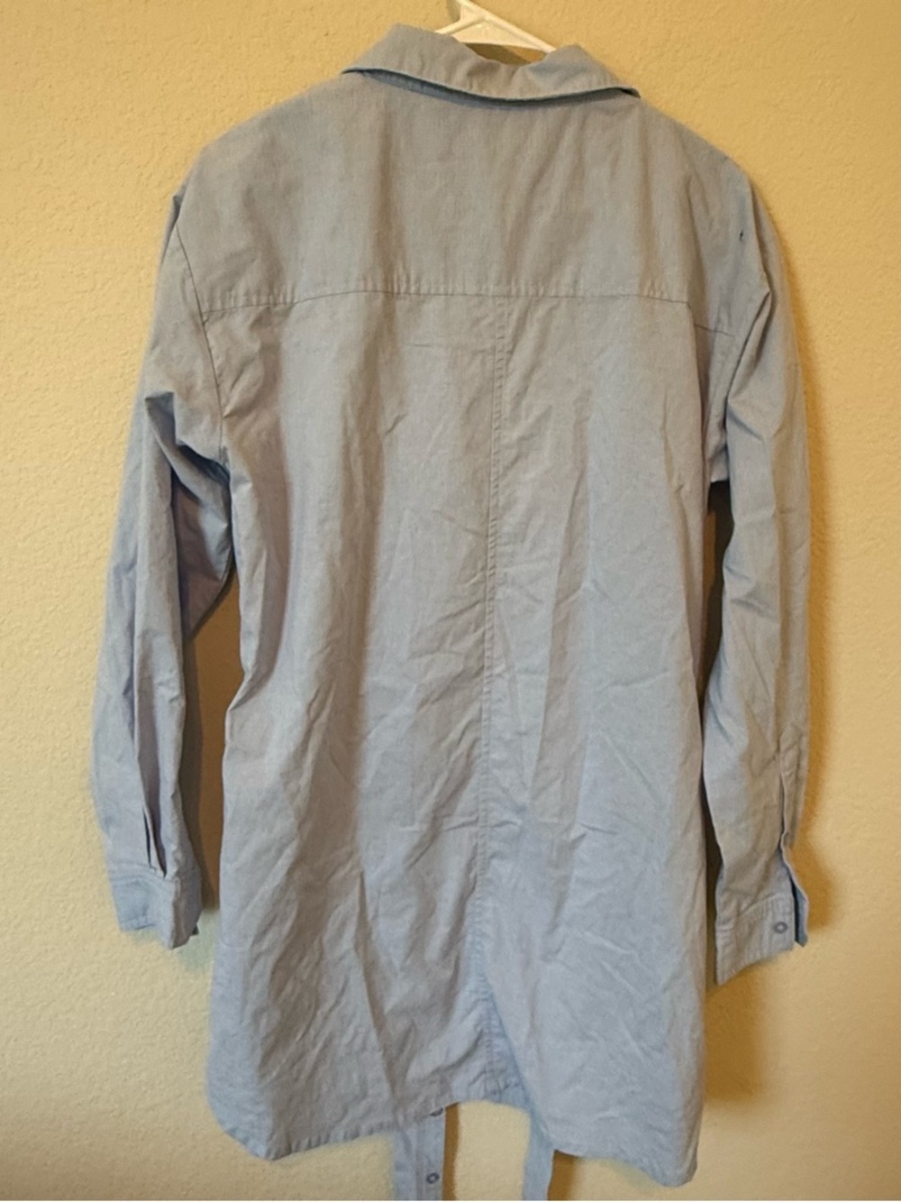 Sovere Revolve Dixie Wrap Shirt Dress Blue Cotton Poplin Mini Sz L12 Long Sleeve - Picture 5 of 8
